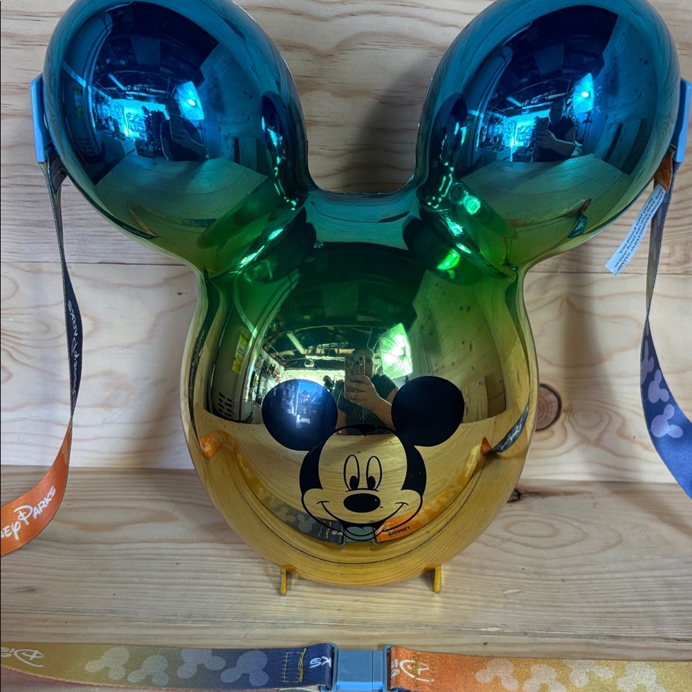 Disney Parks Metallic Blue and Green Mickey Mouse Popcorn Holder - Picture 3 of 7